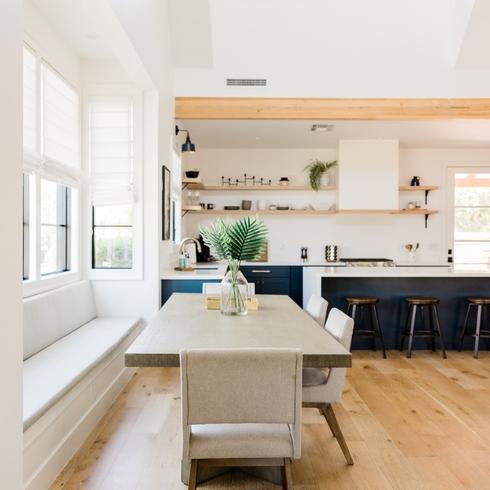 A clean kitchen and dining room