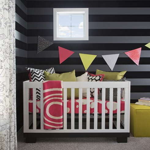 A black and grey striped nursery