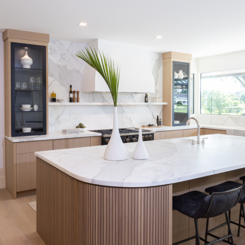 Minimal and modern white renovated kitchen