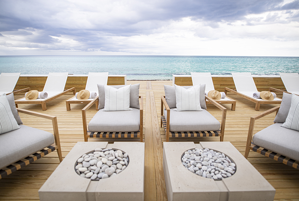 Deck chairs overlooking the Caribbean