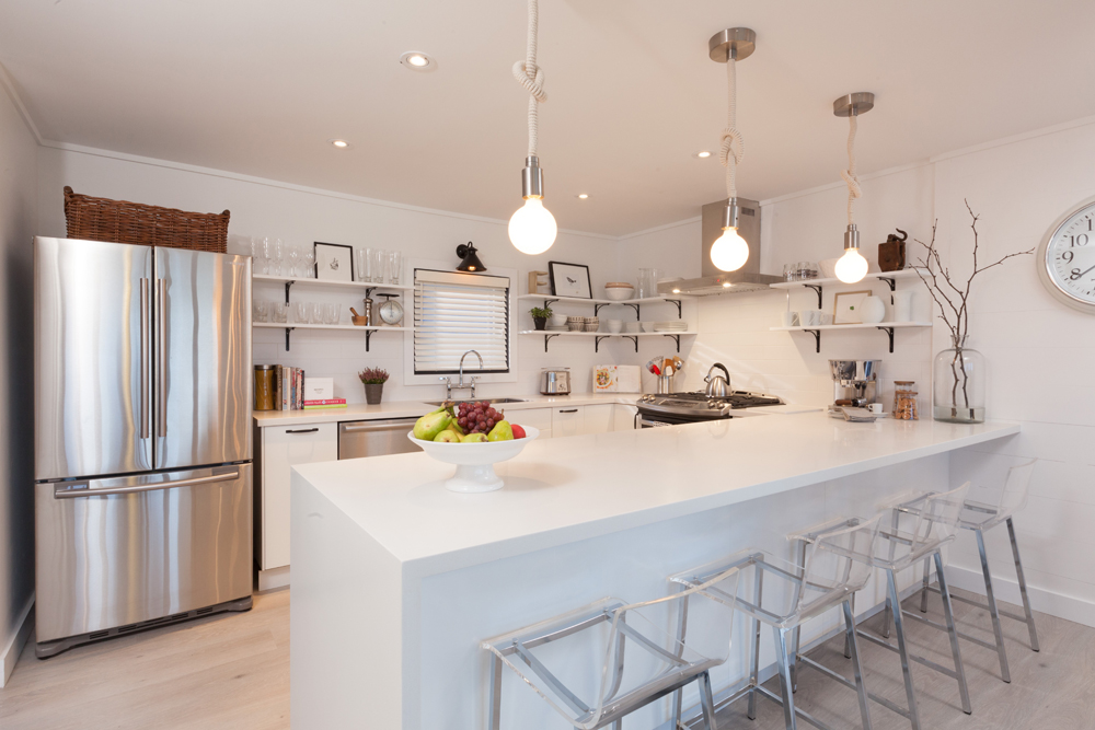 Casually Cool Modern white kitchen designed by Scott McGillivray.