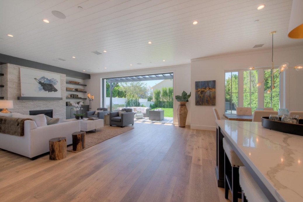 The kitchen and living room flow together in this spacious home