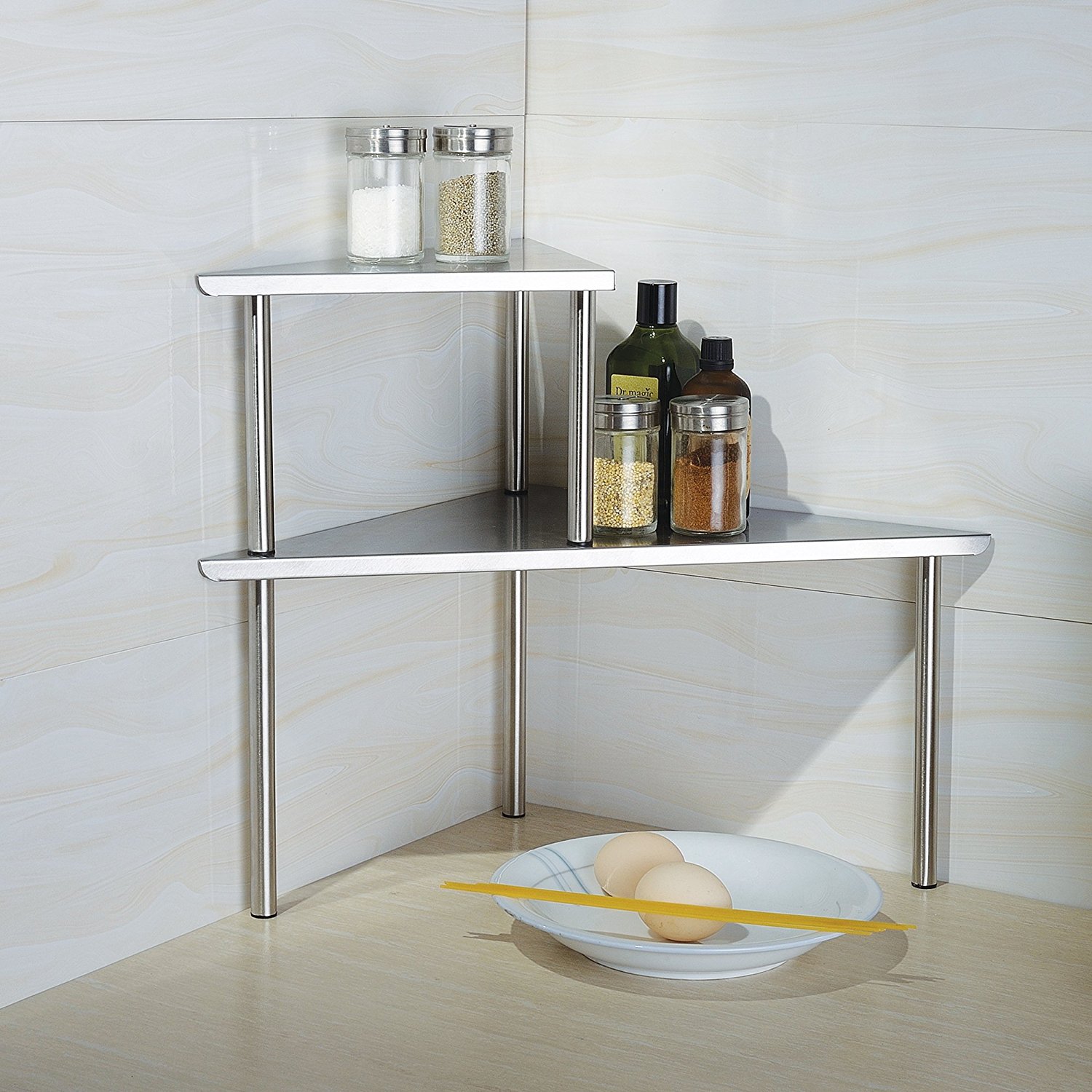 Countertop corner utility shelf