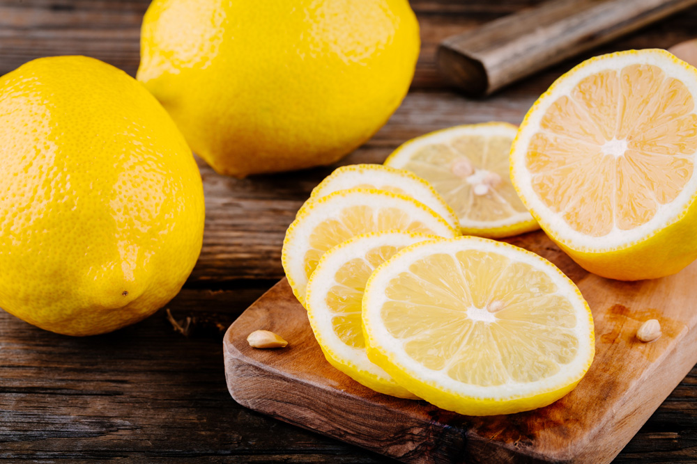 Lemons on a cutting board