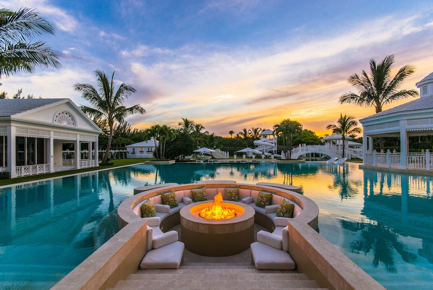 Fire pit and pavilions in Celine Dion's former Florida mansion