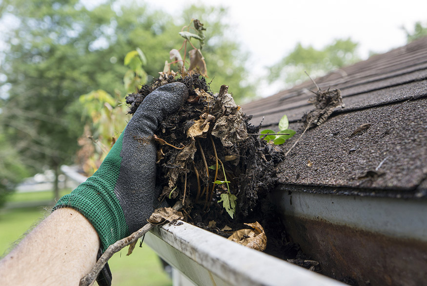 Cleaning a gutter