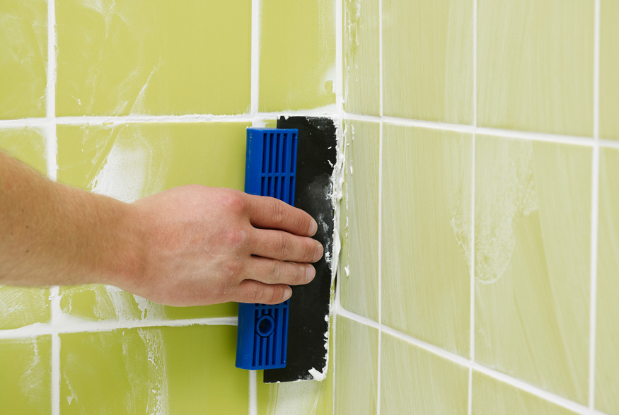 Applying epoxy-based grout