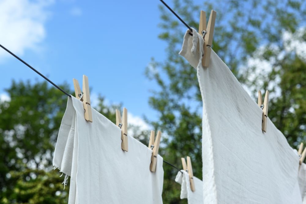 Linens hanging to dry