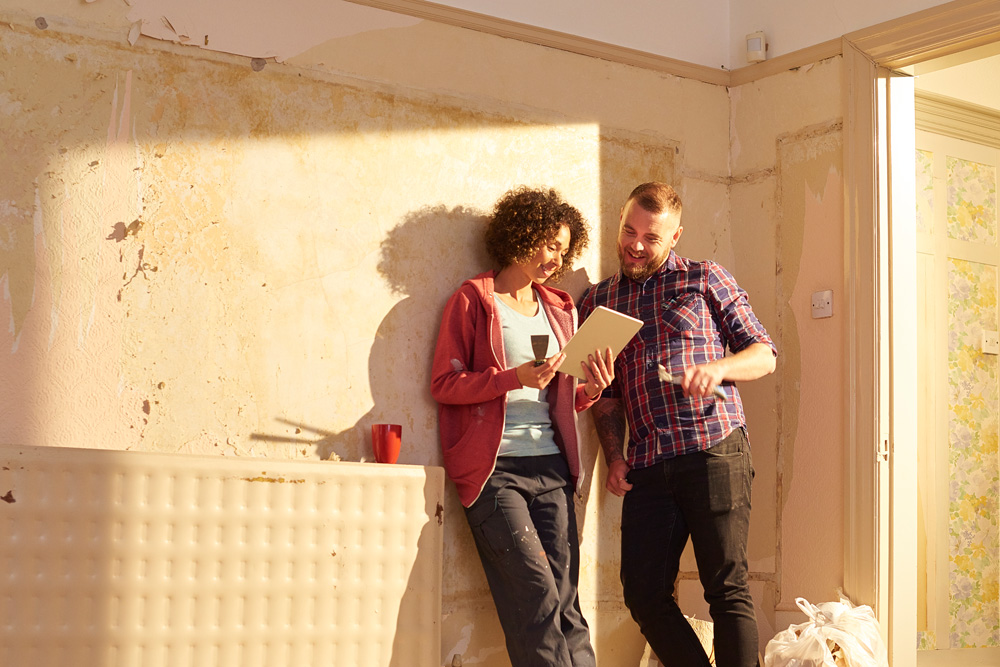 Couple discussing home renovations