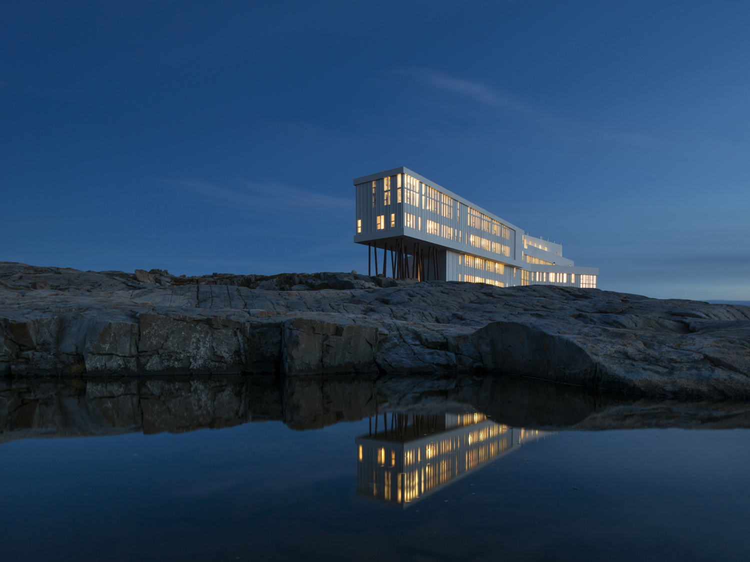 Fogo Island Inn at night