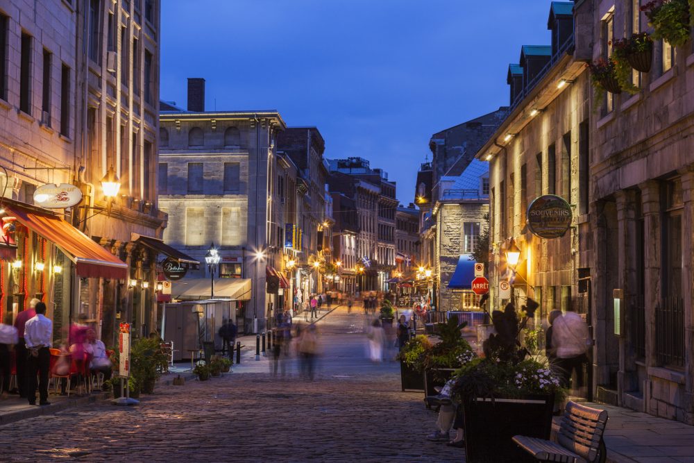 Saint Paul Street in Montreal at night