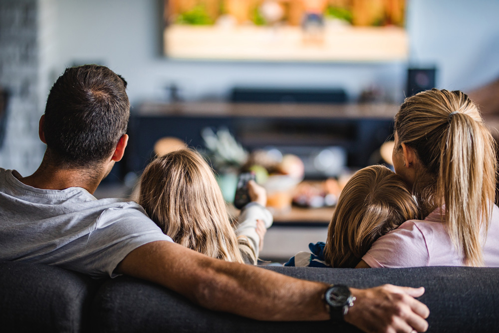 Family watching TV