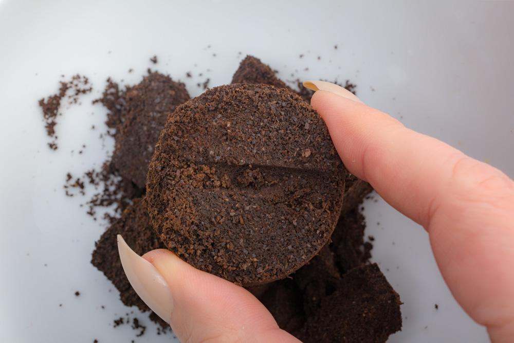 Coffee grounds from espresso machine