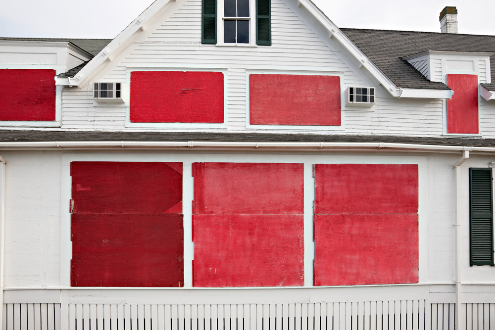 Boarded up windows