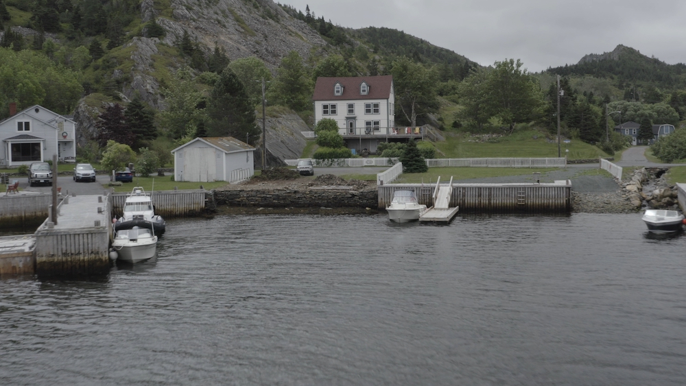 View of the harbour and waterfront area, from the water, before dock build and installation