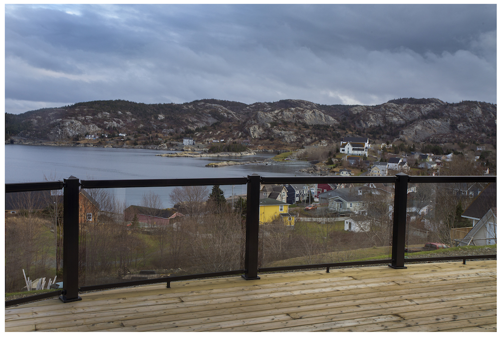 view of Brigus and water from wood deck