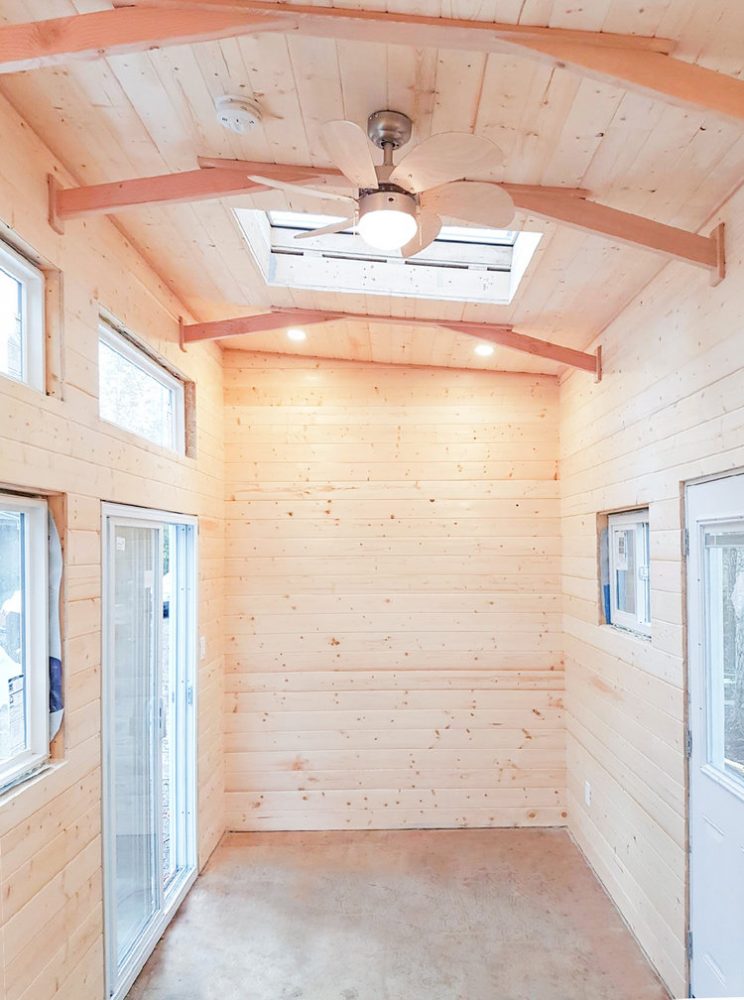 wooden prefab home shell interior