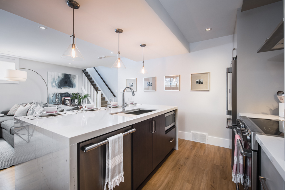 Basement apartment living room featuring modern and contemporary furnishing.