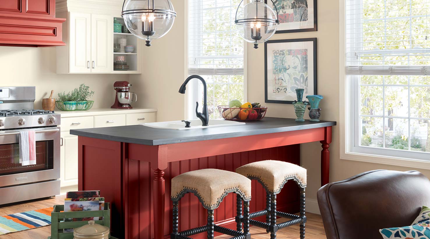 Red kitchen island