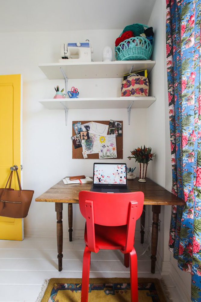 Bright home office in corner nook