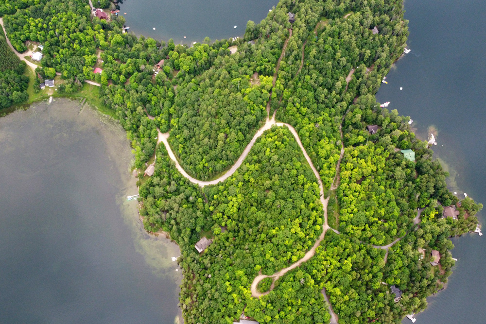 Aerial view of access roads