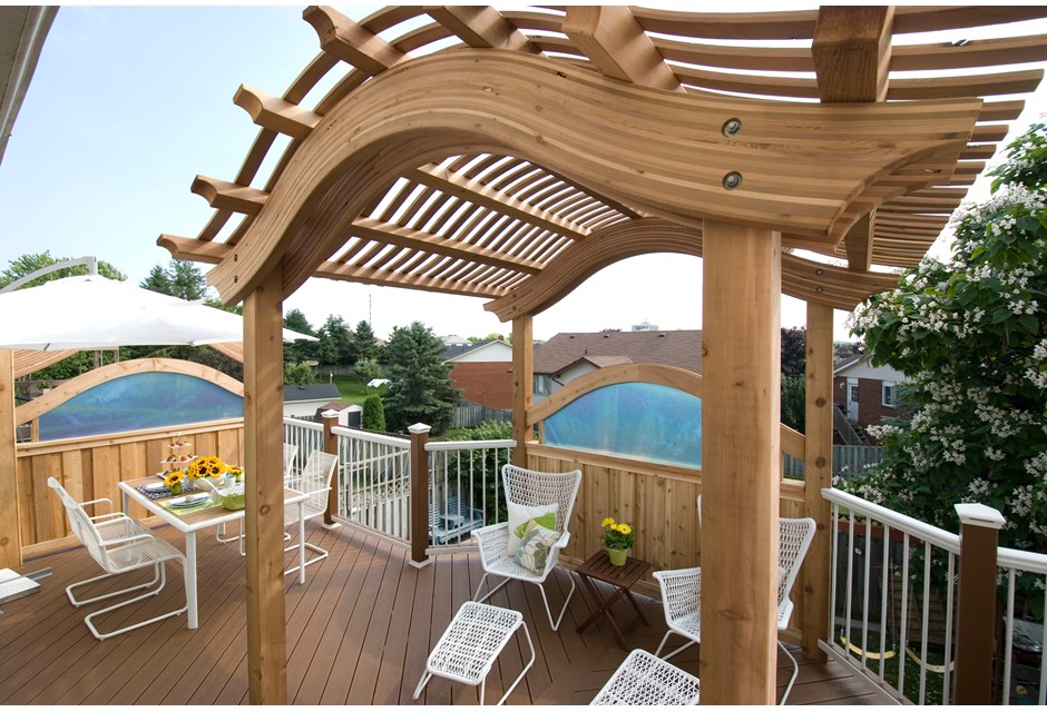 A backyard pergola overlooking the garden