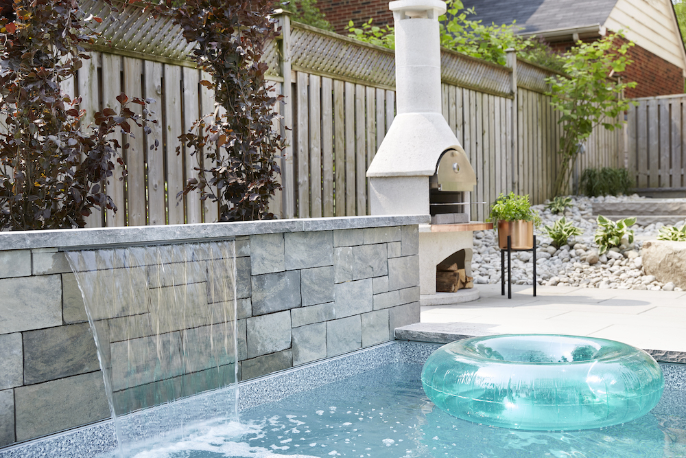 Saltwater pool and waterfall