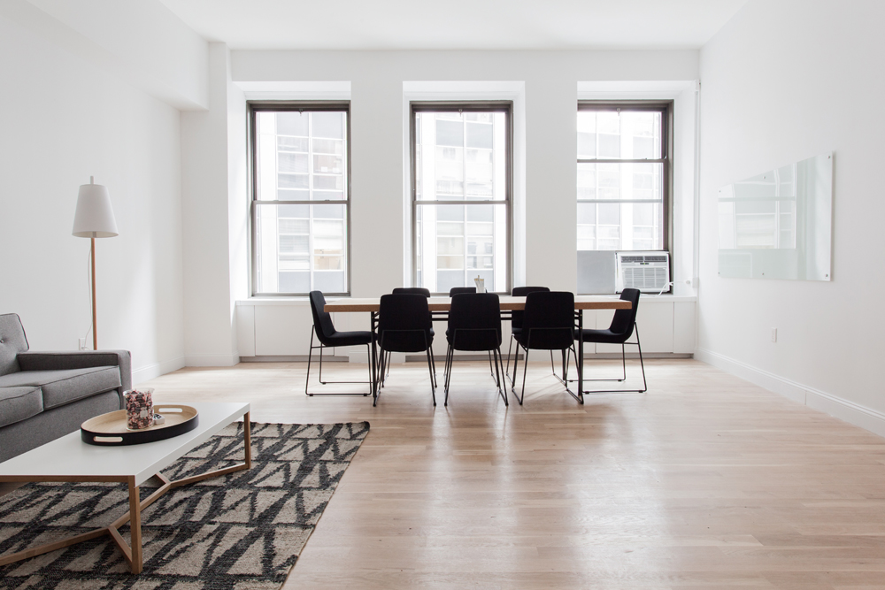 Bright white interior loft space