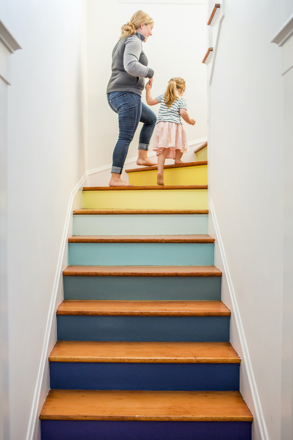 Multi-coloured painted staircase