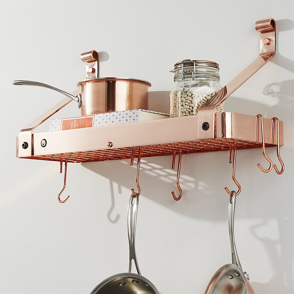 Wall-Mounted Pot Rack and Shelf