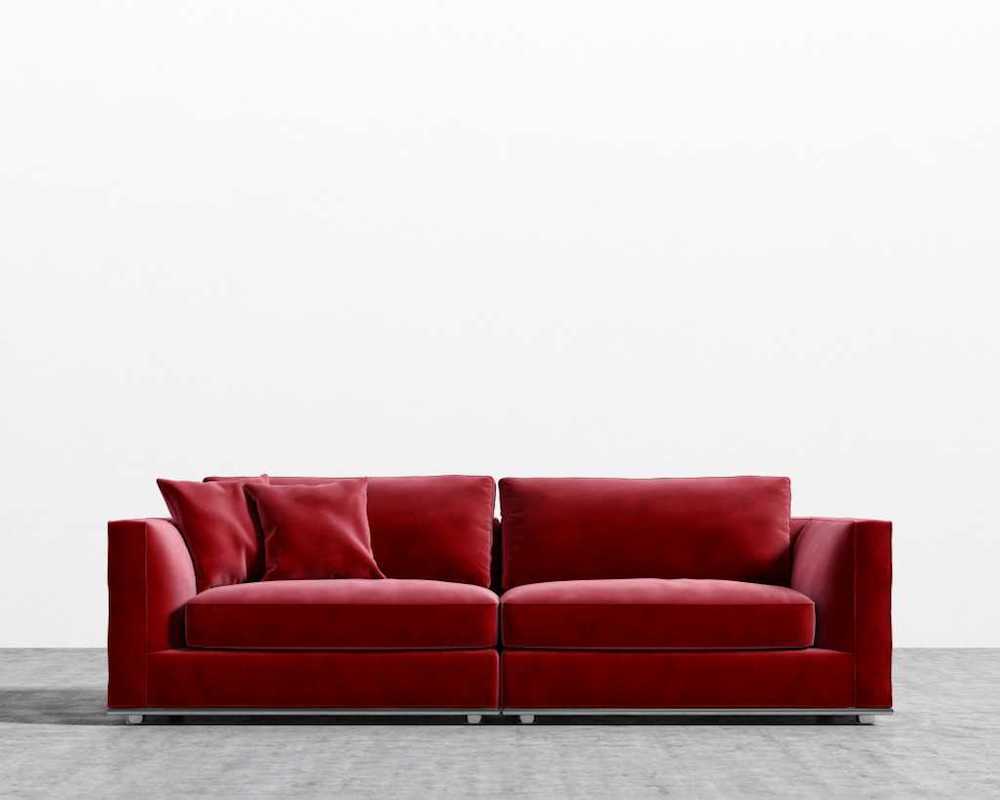 Red velvet sofa