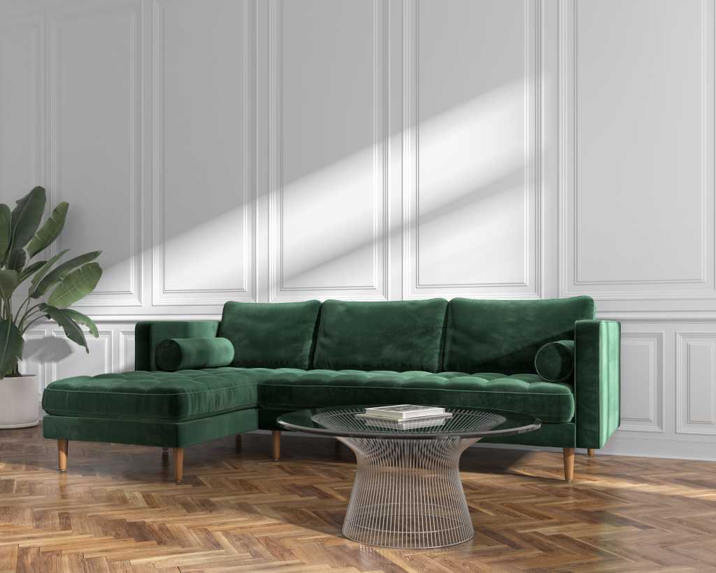 modern dark green couch