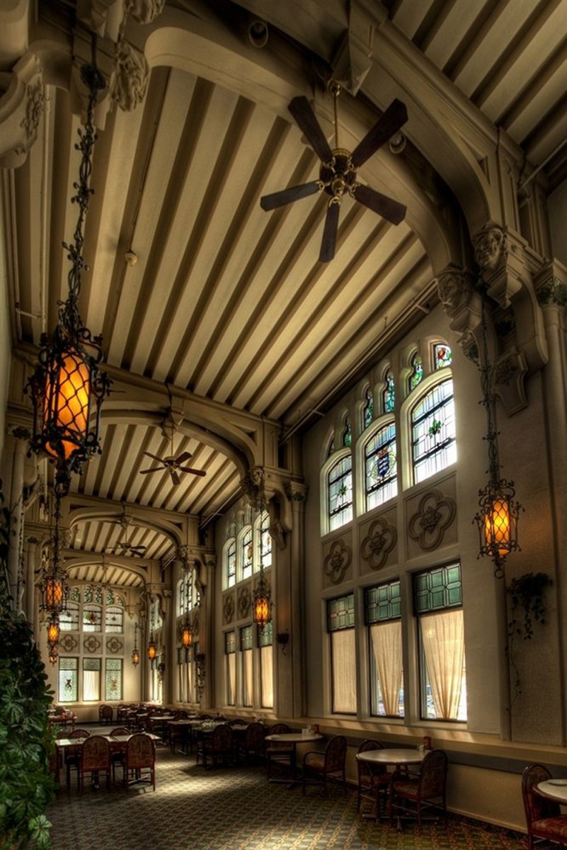 Old Gothic style restaurant hall in The Marlborough Hotel