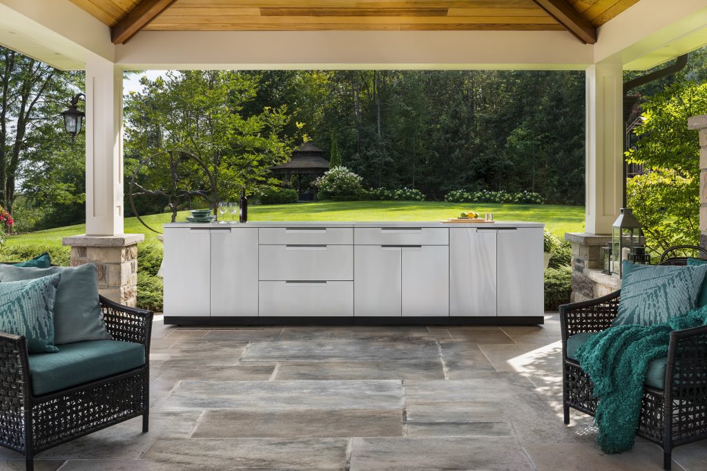 White outdoor kitchen