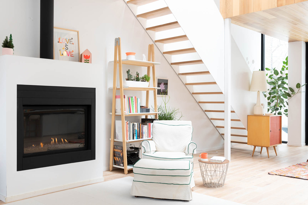 Space under stairs used for books and playthings