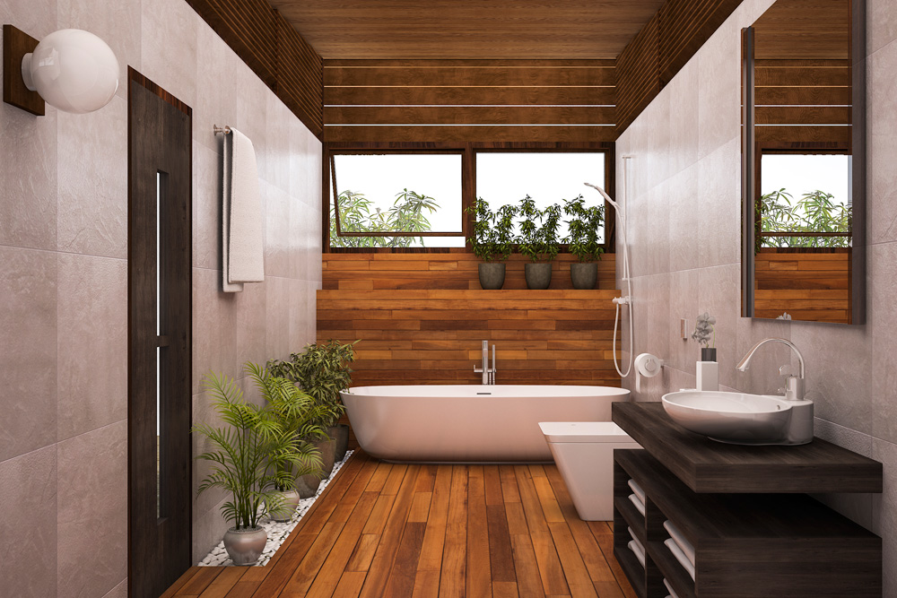 Bathroom with plants