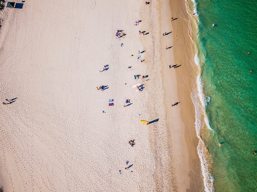 Overheard view of a beach