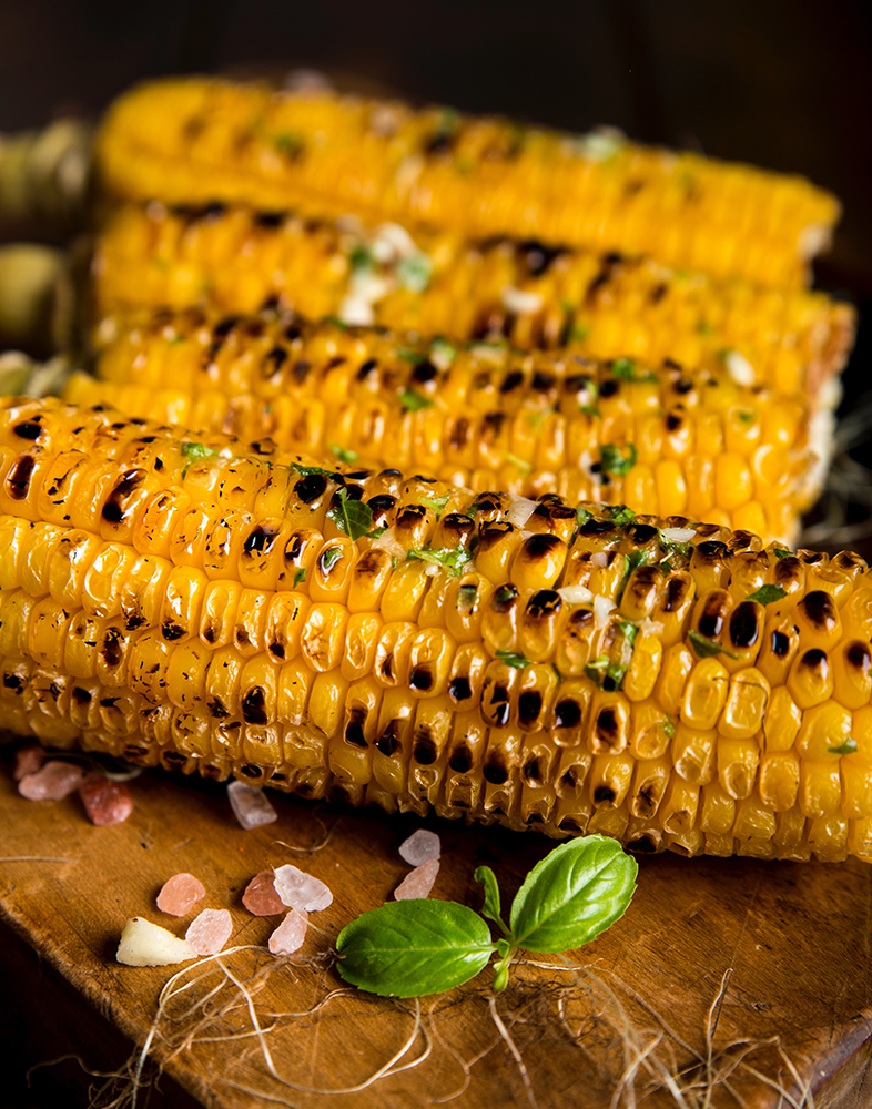 Charred corn on the cob