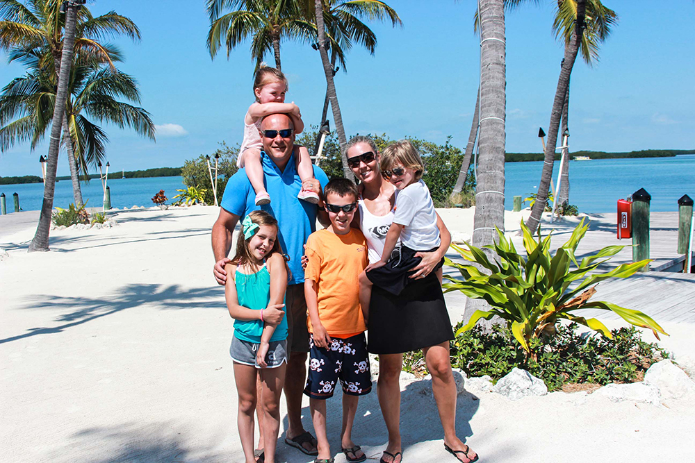 The Baeumler family on a beach