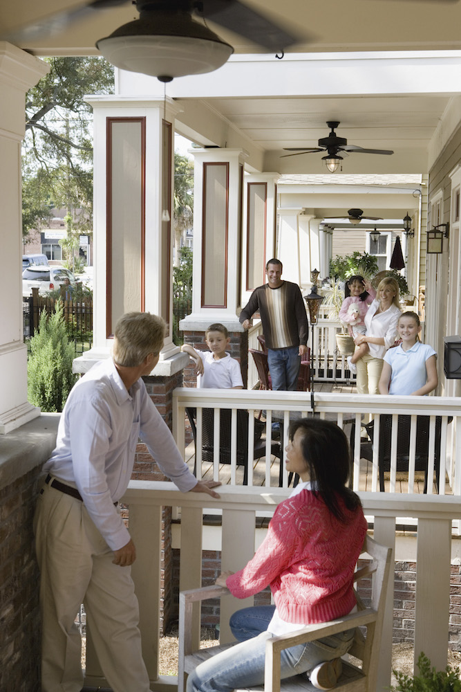 neighbours on front porches