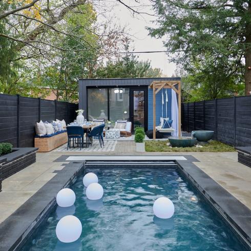 Pool in a backyard