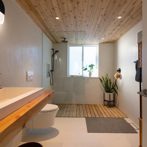 A shot of a serene spa-like bathroom