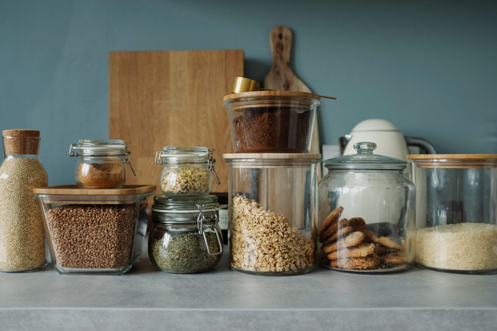 Jars holding pantry items