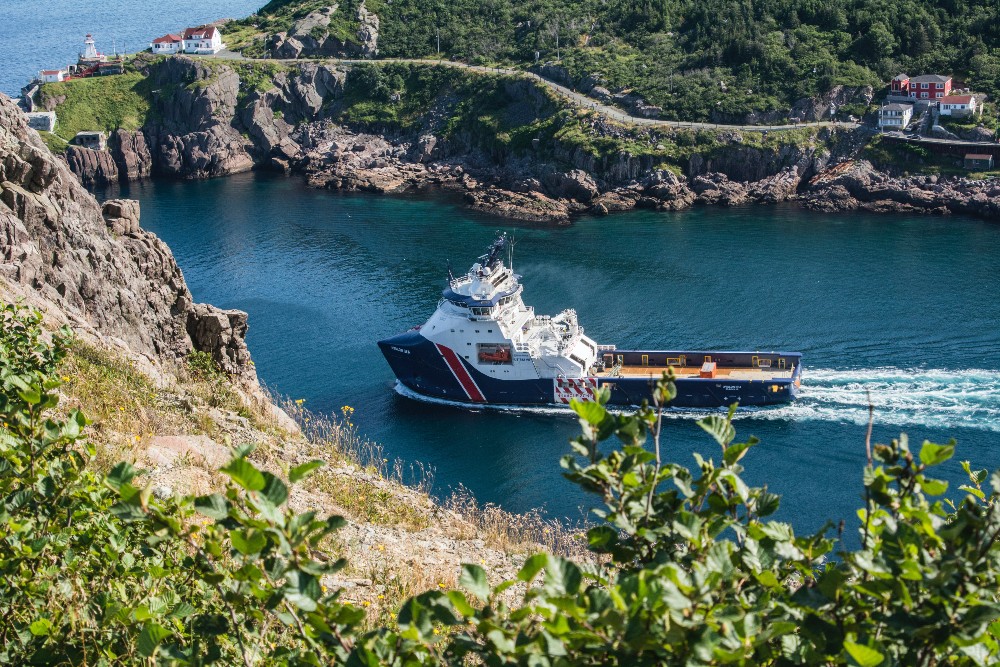 Aerial view of boat in water