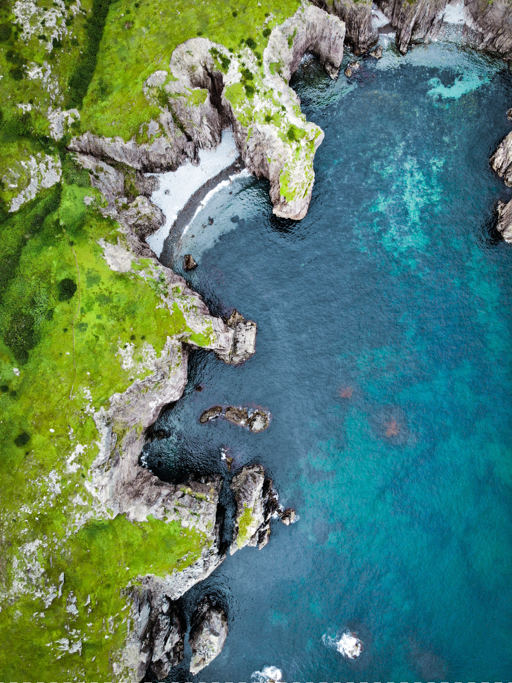 Bird's eye view of Newfoundland cliff and water