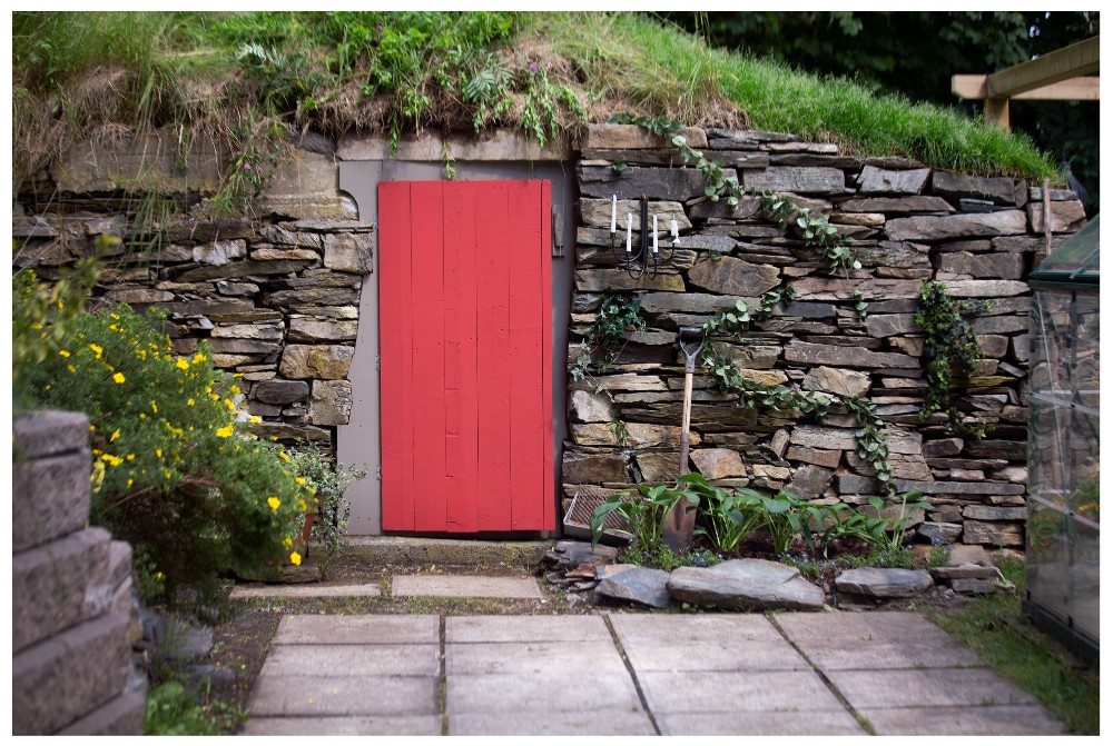 Root cellar with red door