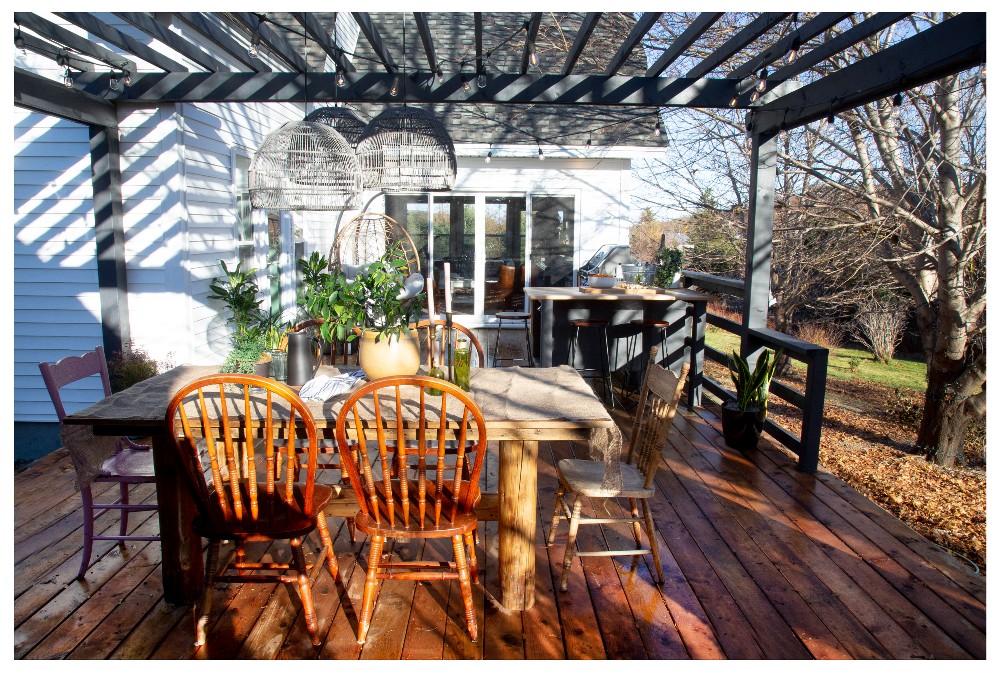 Randy's family deck under a pergola