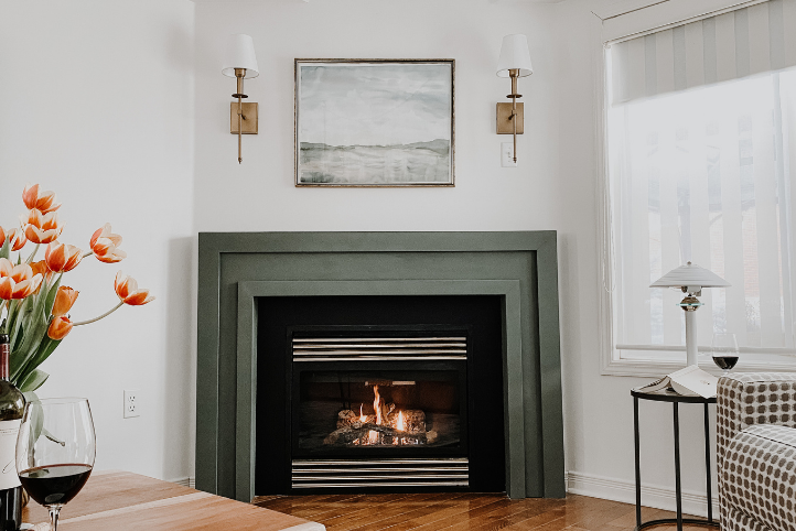 The stunning aftermath of Courtney's DIY fireplace facelift.