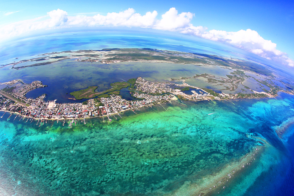 Aerial view of San Pedro, Belize