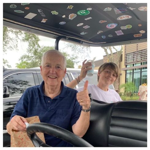 Linc Baeumler and grandfather outside of a McDonald's on Island of Bryan